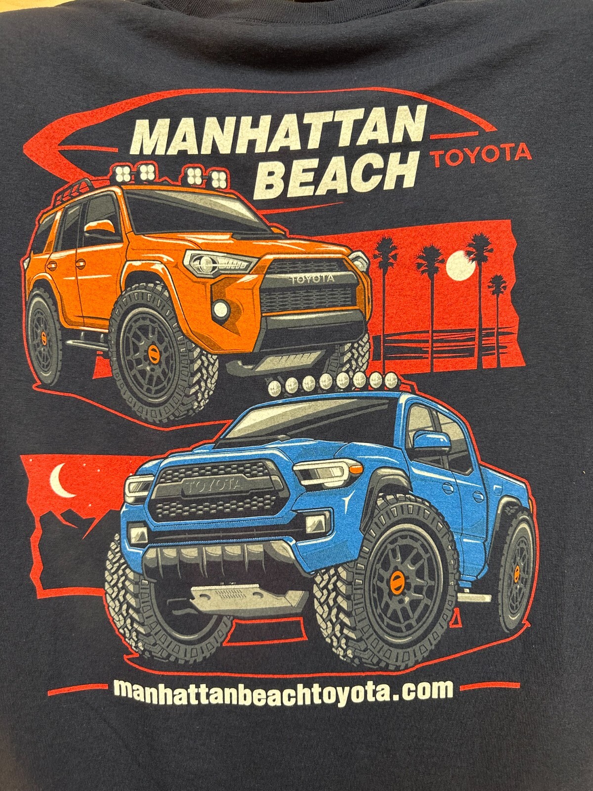 TACOMA & 4RUNNER 4X4 MENS TSHIRT T-SHIRT TEE SHIRT BLACK OR BLUE MANHATTAN BEACH