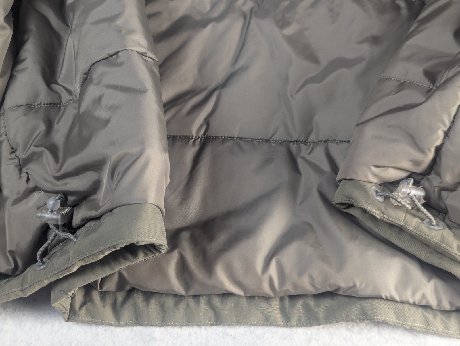 LL Bean Mens XL Primaloft Ski Jacket Hooded Insulated Coat Olive Green Pockets