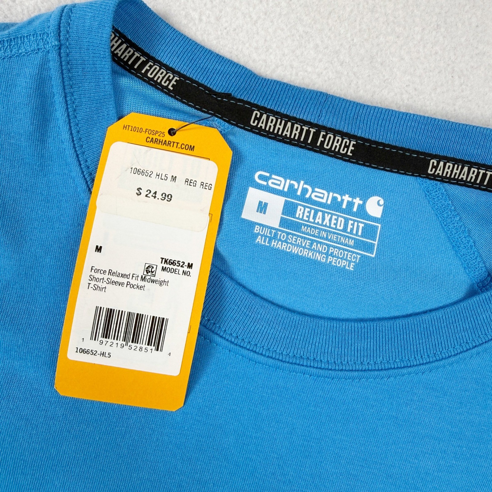 Carhartt Force Pocket T-Shirt Mens Size M Blue Relaxed Fit UPF 25 NEW