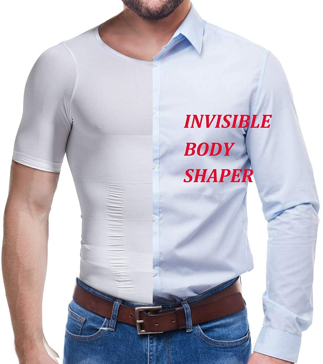 Men’s Slimming Body Shaper Posture Corrector Vest Abdomen Compression Shirt Tops