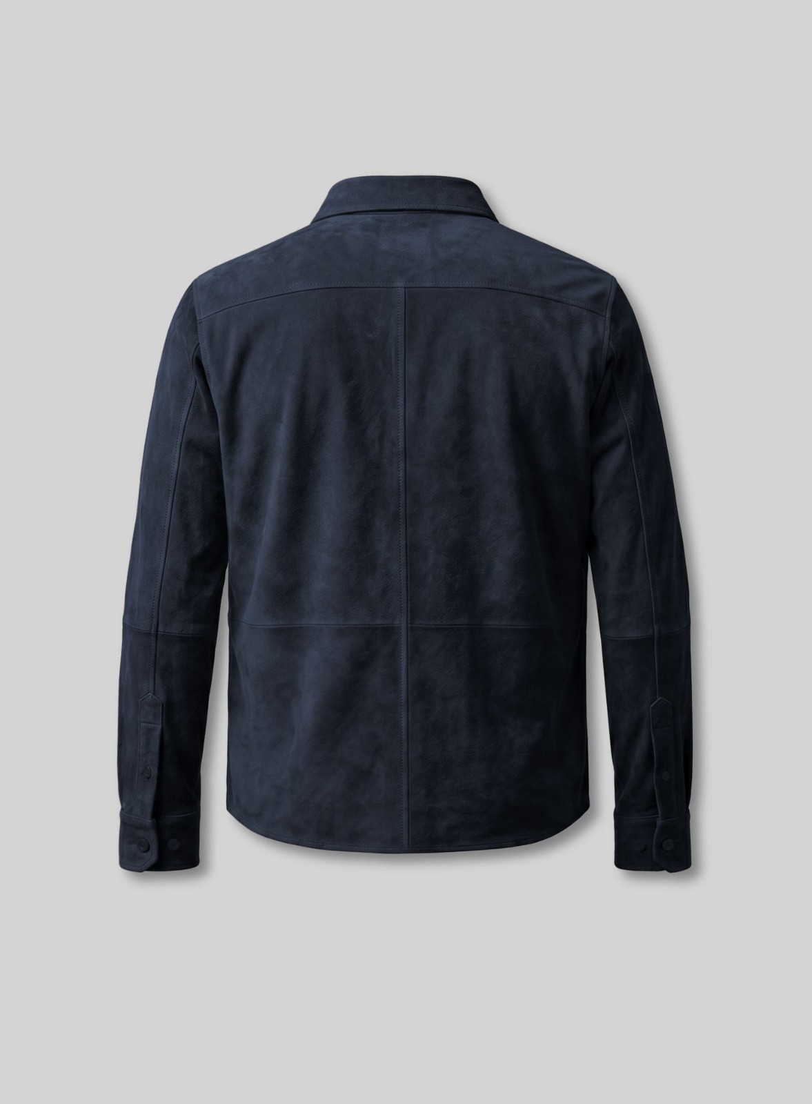 Mens Dark Blue Suede Leather Shirt Jacket Casual Shacket Slim Fit Overshirt New