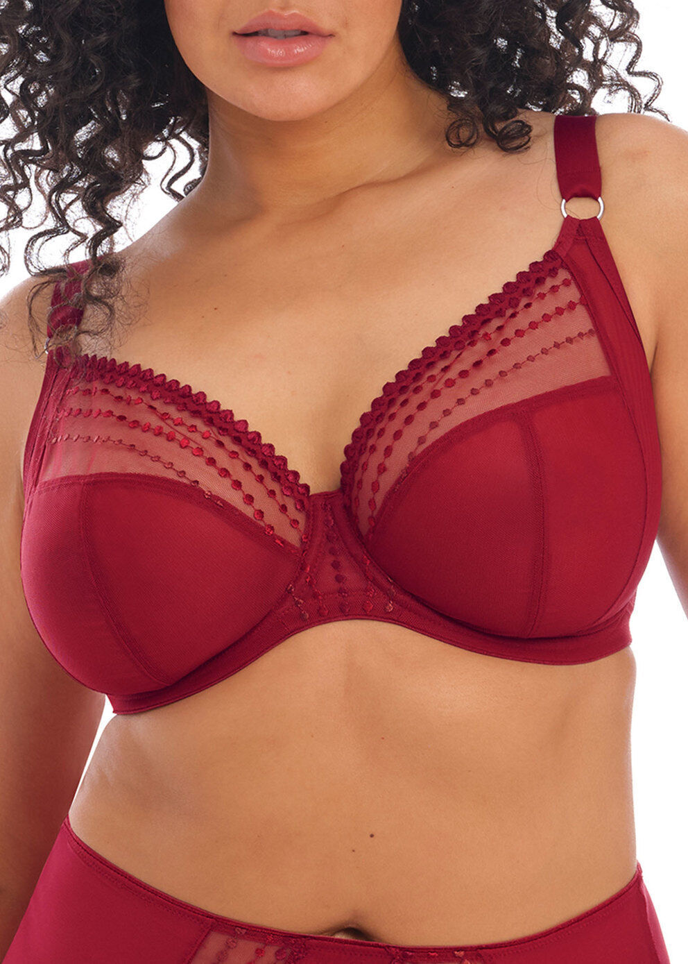 Elomi Matilda Underwire Plunge Bra #8900 Sizes UK 38GG Crimson Red NWT $72
