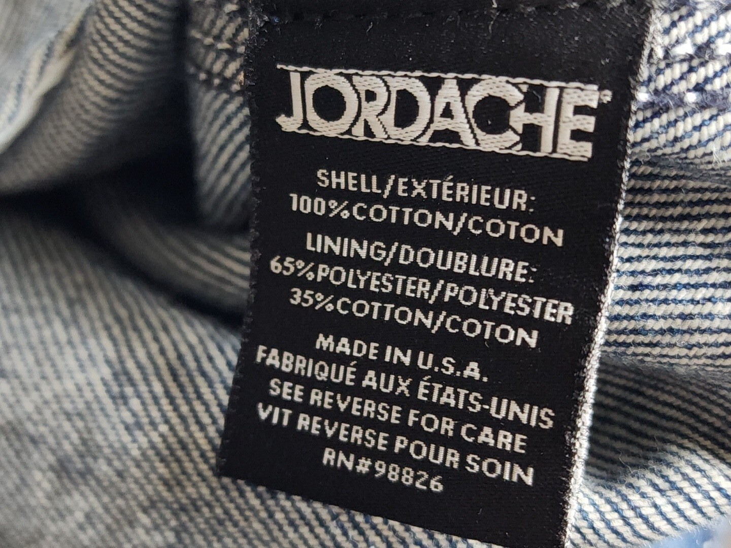 Jordache Womens Jean Jacket Crop Denim Blue Trucker 80s 90s Cotton Logo Lg