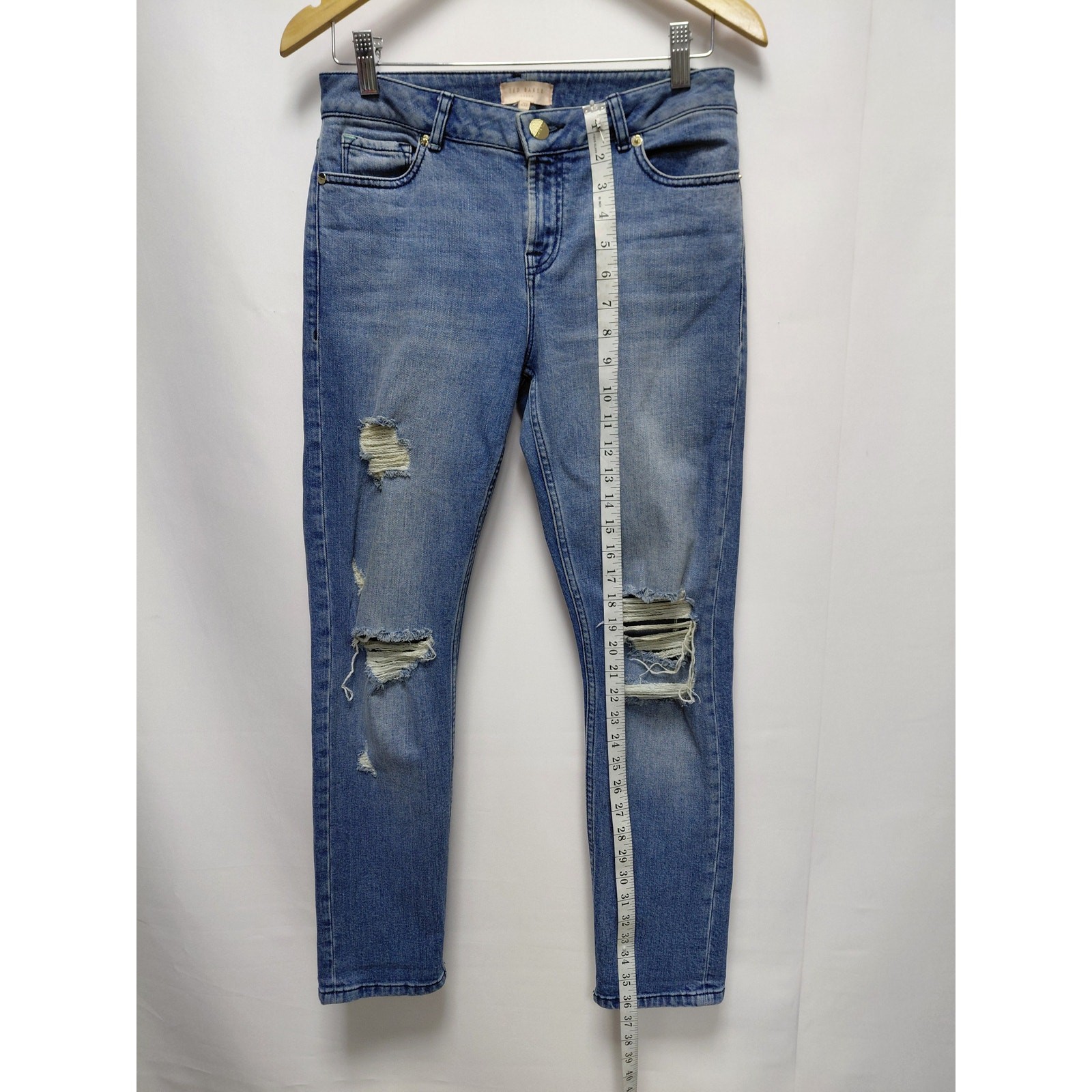 Ted Baker London Distressed Blue Jeans Mid (10-12 in) Skinny Denim Women Size 26