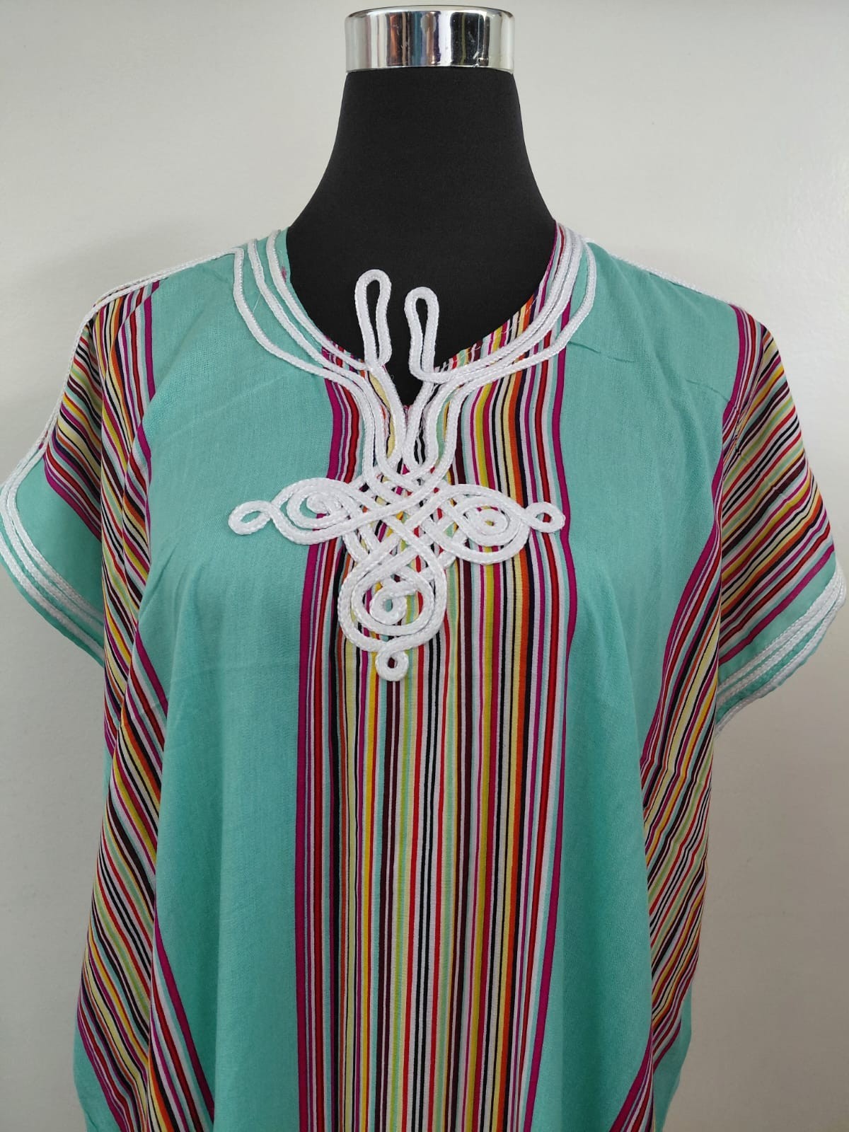 Moroccan Style Kaftan Maxi Dress Embroidery Abaya boho Beach Cover Summer S M L