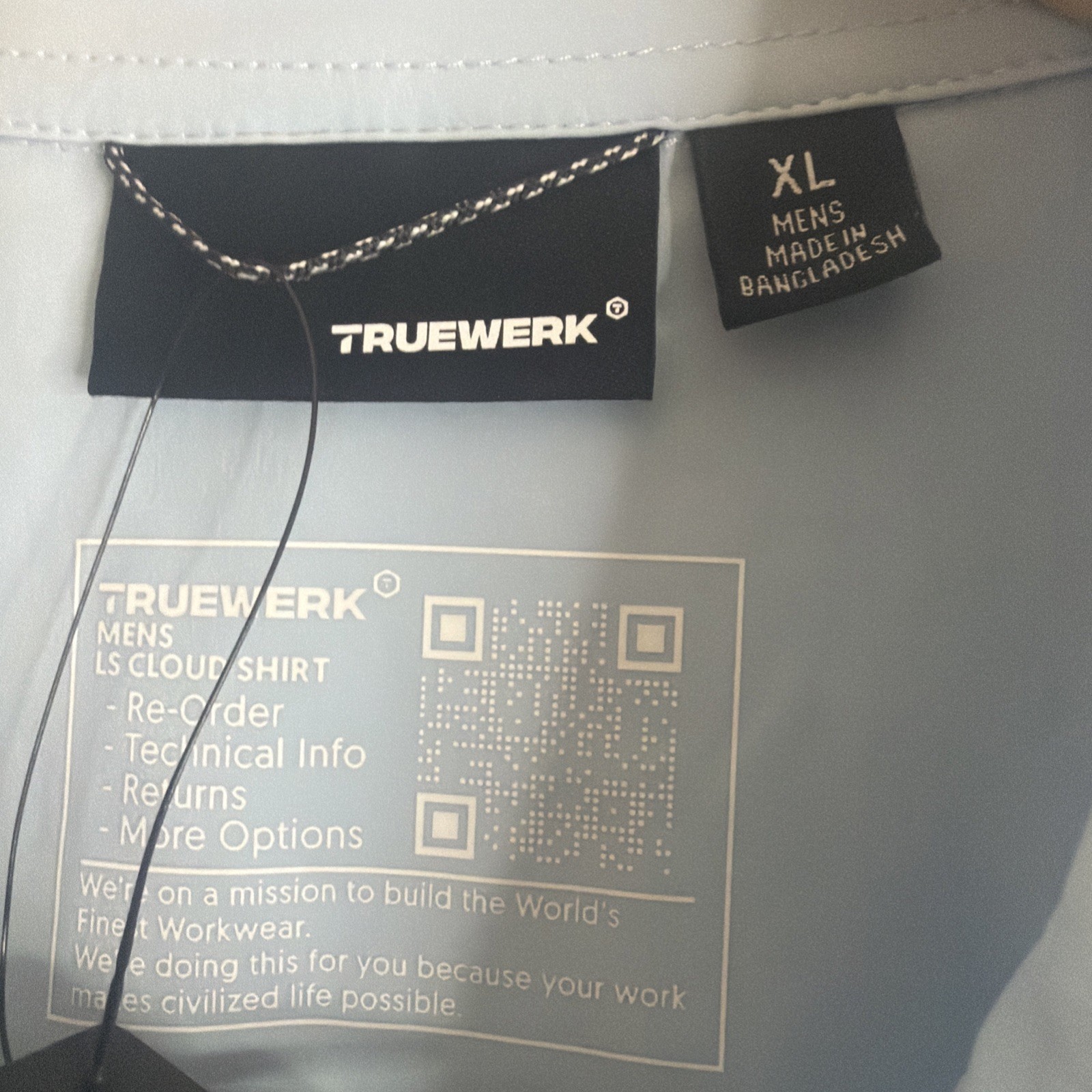 TRUEWERK CLOUD Mens XL Snap Front L/S Workwear Chest Pockets LIGHT BLUE Shirt