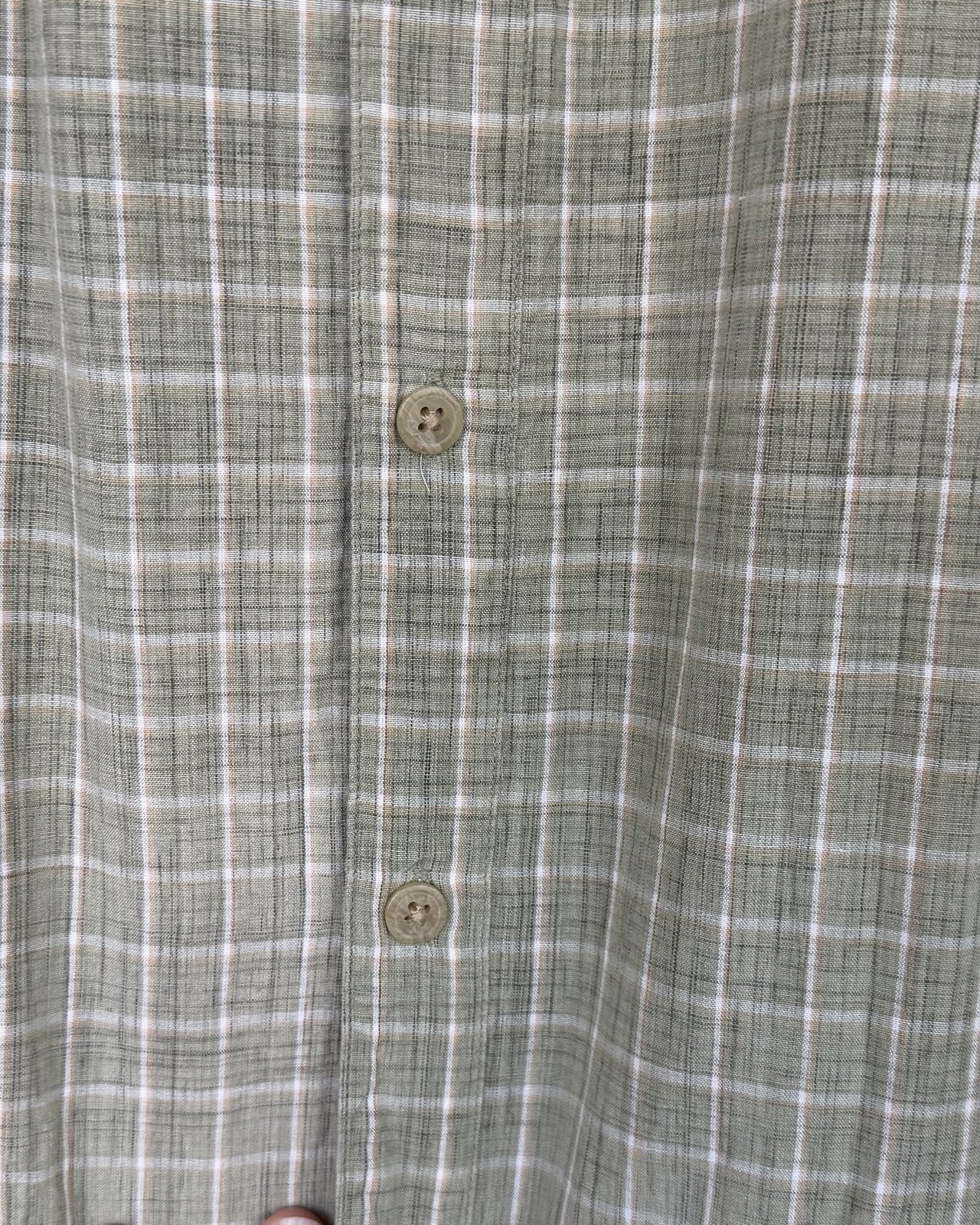 US Expedition Men’s Shirt Green, Beige, White Plaid, Button-Up, Size XL EUC
