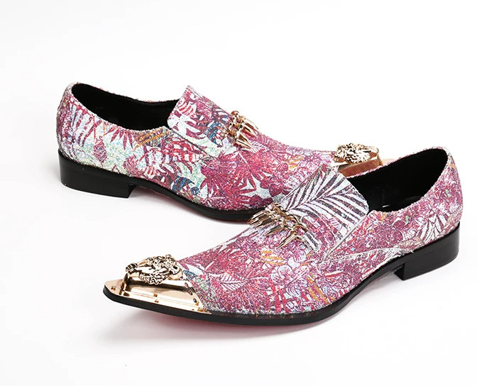 Korean Men’s Real Leather Dress Metal Pointed Toe Formal Pull On Shoes Party