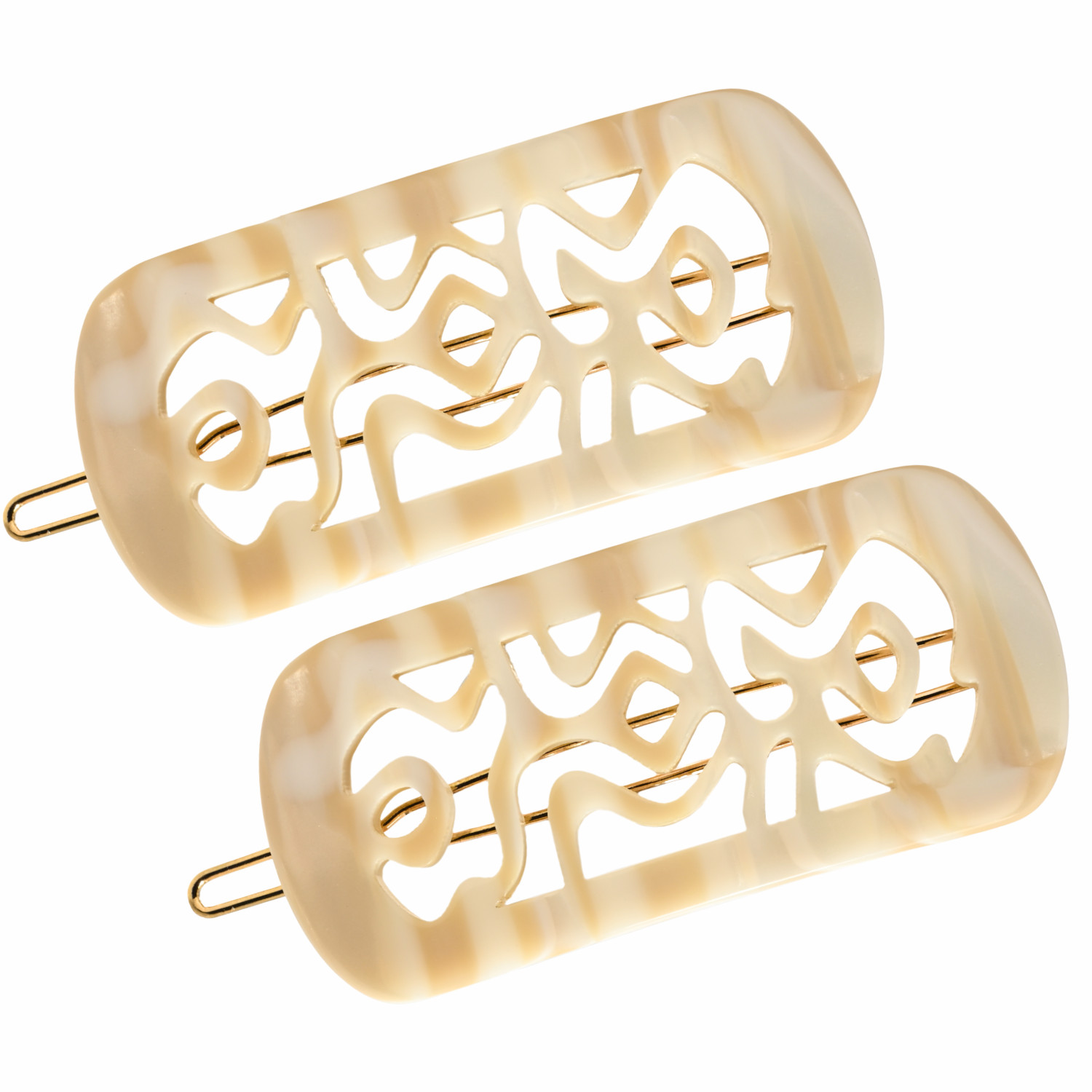 French Amie Swirls 2 ¼” Celluloid Handmade Tige Boule Snap Hair Clips for Women