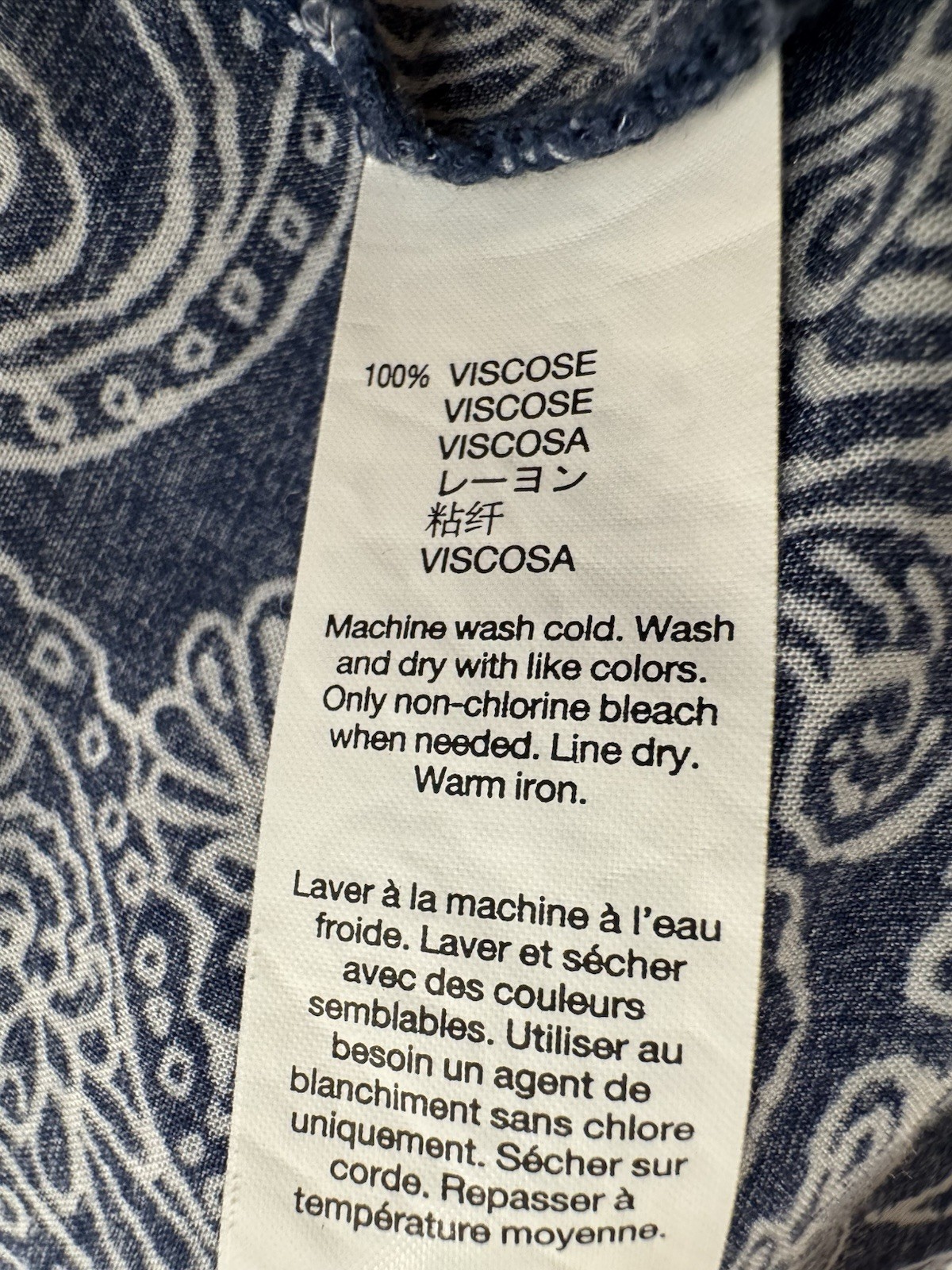 Gap Blue Paisley Cross Back Tank Top Womens S 100% Viscose Sleeveless Boho