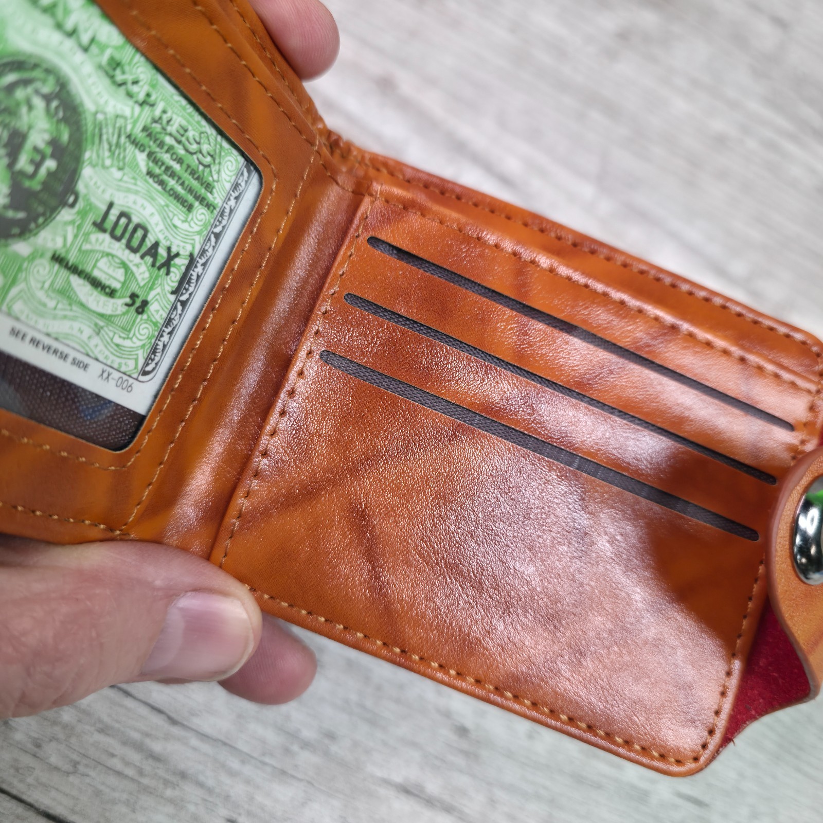 $100 Dollar Bill Print Faux Leather Printed Bifold Novelty Wallet