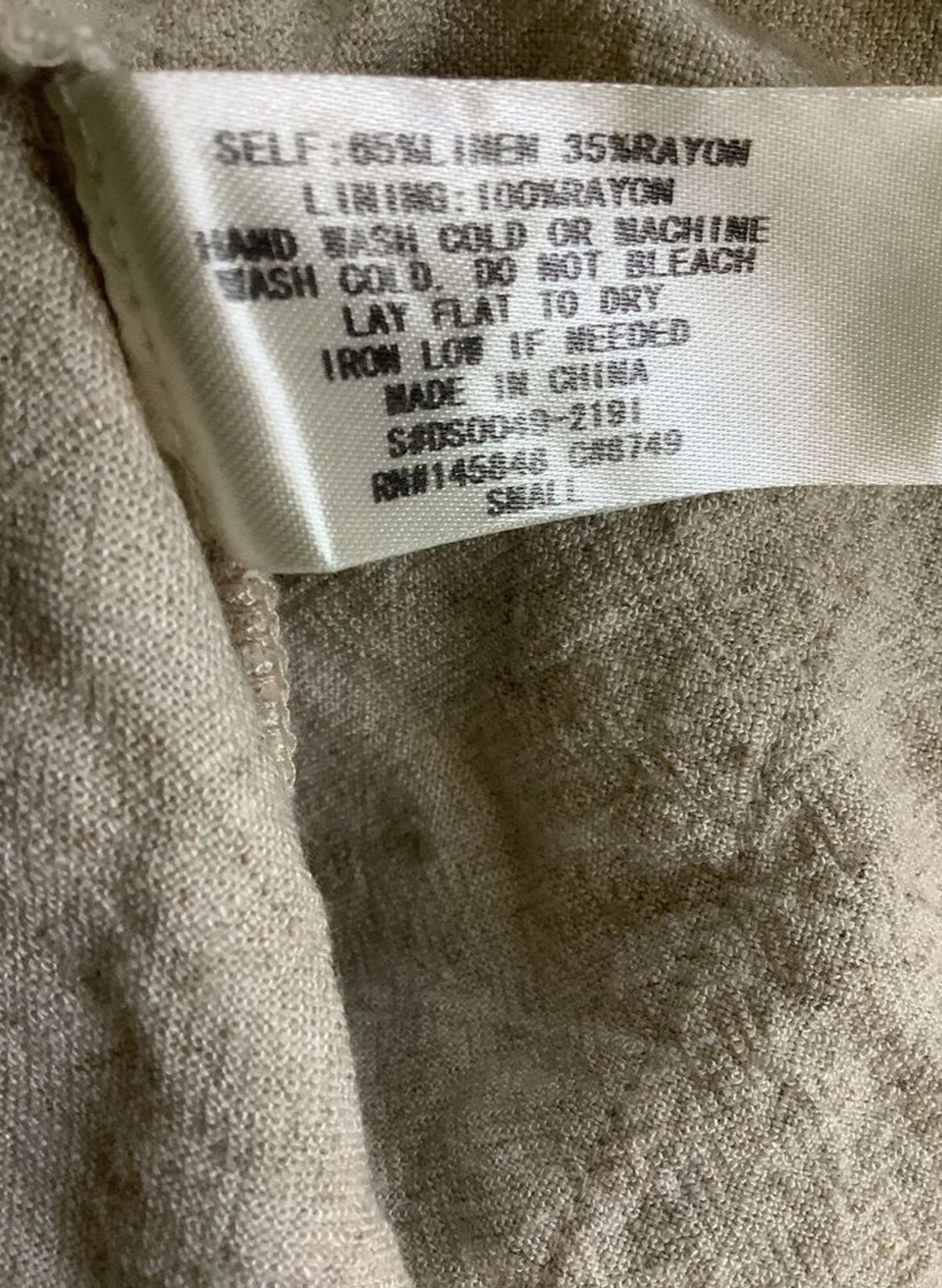 EVERLY Linen Blend Natural Oatmeal Shade Thin Adjustable Strap Dress (Size S)