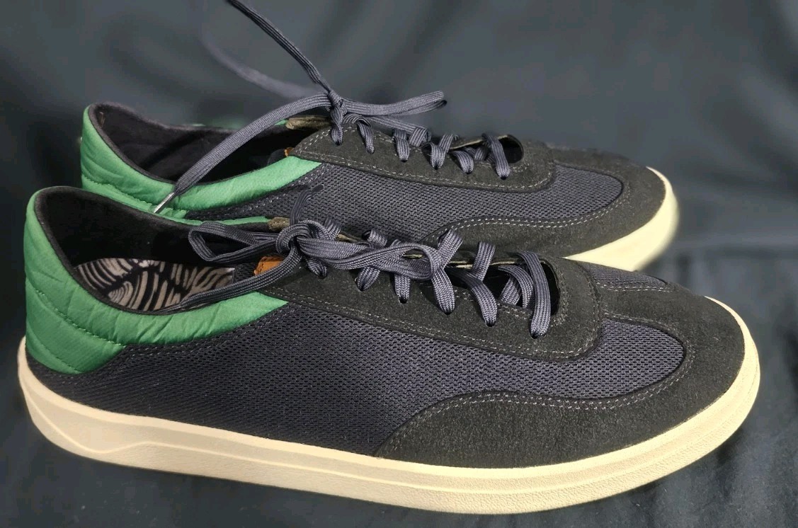Olukai Punini Sneakers Navy Blue Green Bamboo Men’s Size 12 New No Box Defects