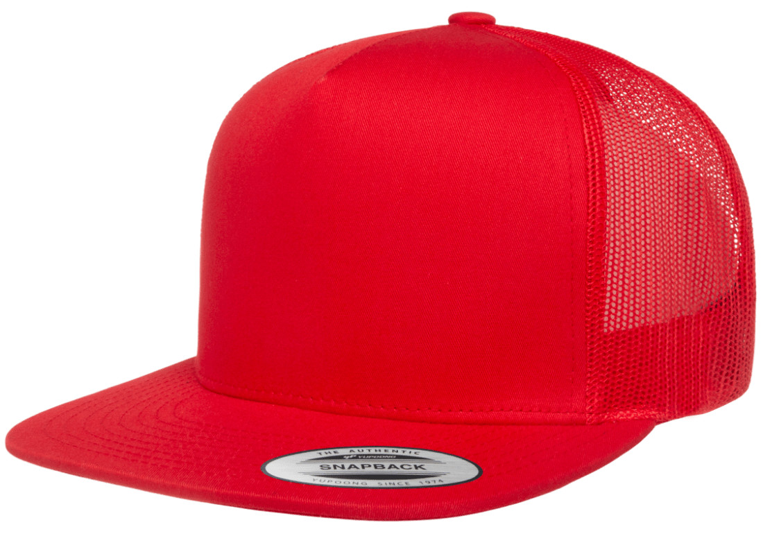 YP Classics Flat Bill Trucker Cap Yupoong Meshback Snapback Hat 6006 5-Panel