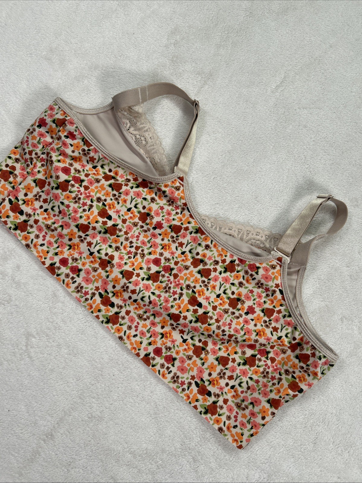 Ruby Ribbon Bra Heritage Lace Demiette Floral Size 44