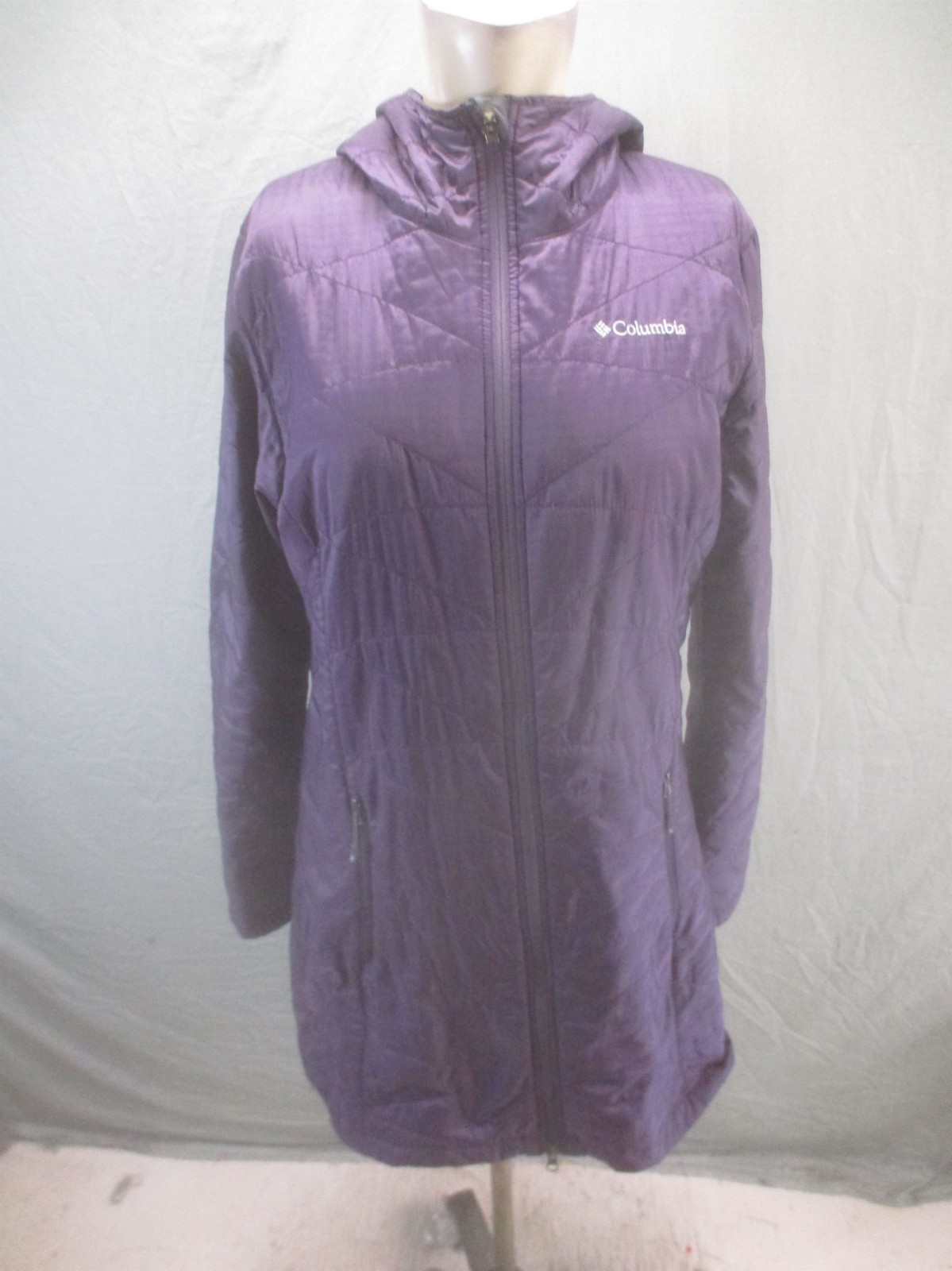 Columbia Size M Women Purple Insulated Pockets Hooded Full Zip Outdoor Parka 206