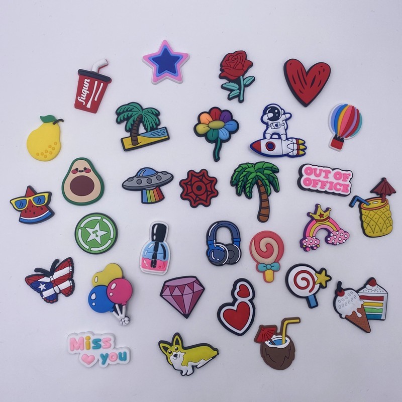 90 Pcs Mixed Pvc Shoe Charms Lot Different Charms Fit For Croc Clog Sandals USA