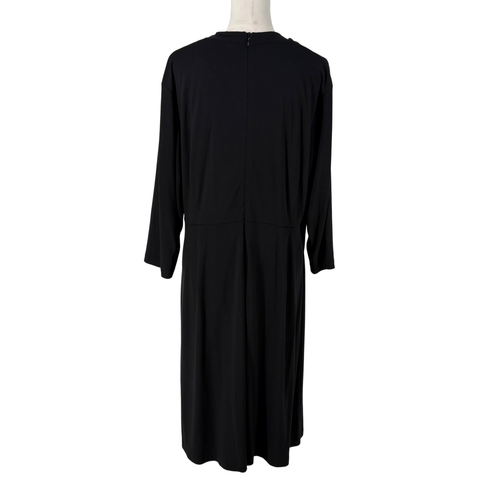 J.Jill Wearever Black Draped Wrap Midi Dress 2X 3/4 Sleeve Stretch Capsule