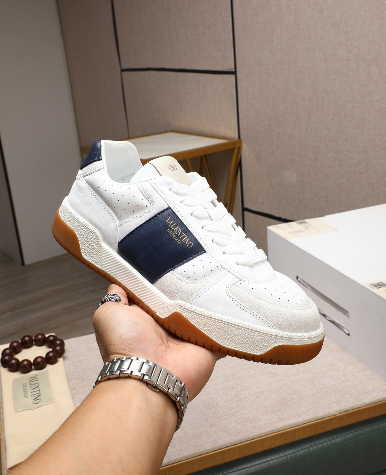 Valentino Leather Platform Sneakers 3.5cm Sole White Shoes