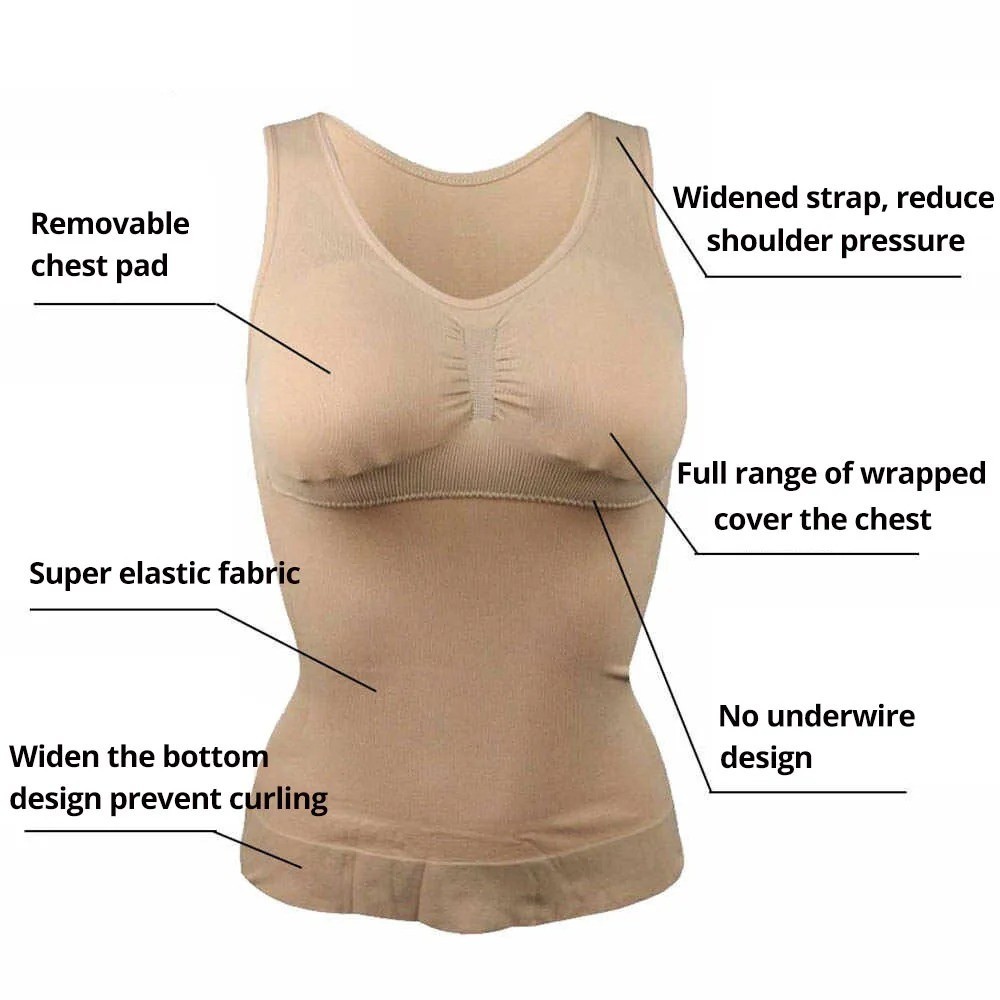 Women’s Tank Tops Adjustable Strap Camisole With Built in Padded Bra Vest Cami