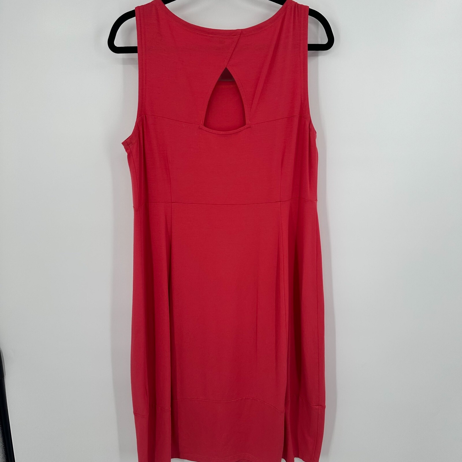 Eileen Fisher Midi Dress Women’s Large Pink Rayon Back Oval Cut Out Sleeveless