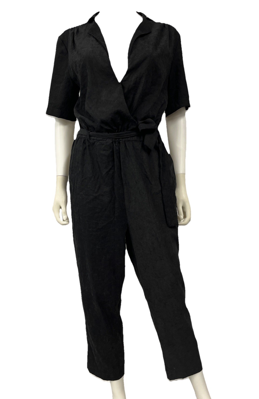 Lira Black Jumpsuit Women’s Medium Liquid Casual Sash Minimalist Fashion