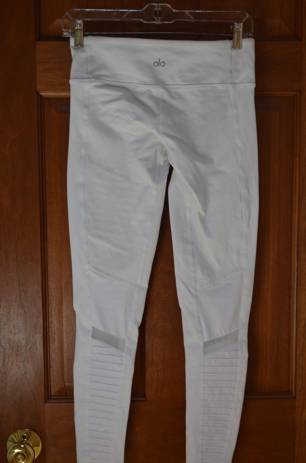 ALO White Moto Seamed 81% Nylon/19% Spandex Leggings Size S