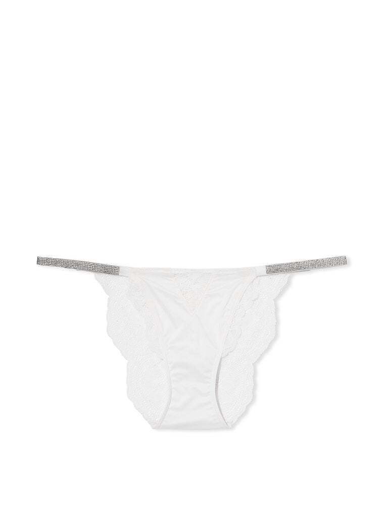 Victoria’s Secret Shine Strap Bra Bikini Set Bridal Lace Blink Cheeky White