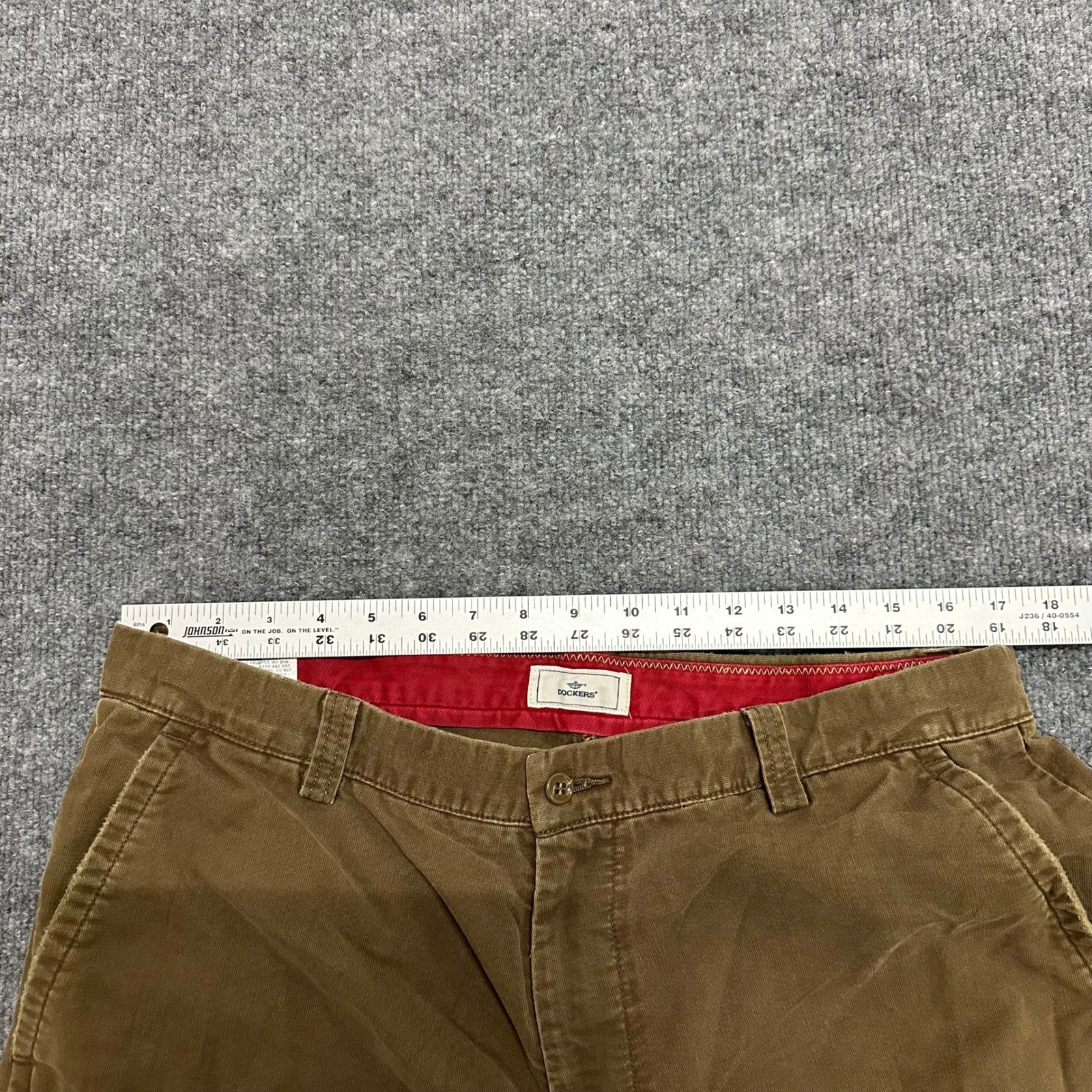 Dockers Pants Mens Size 36×30 Brown Relaxed Fit Flat Front Cotton Casual Chinos