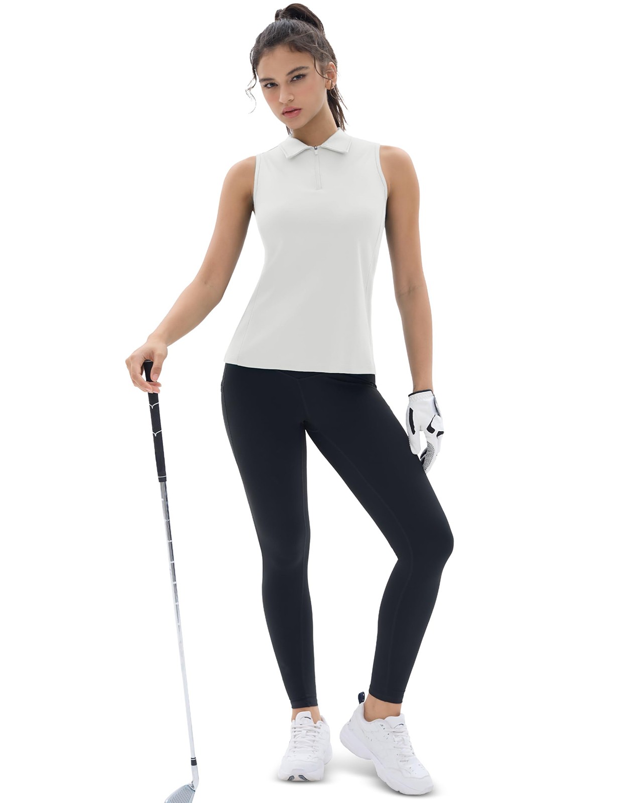 Womens Golf Shirt Sleeveless Racerback Polo Shirts UPF 50+ Quick Dry Tennis Tank