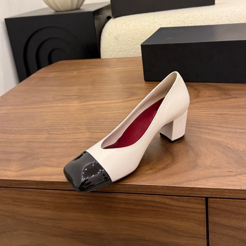 2cm/6cm/8.5cm Square toe High-Heeled Shoes Baotou Thick-Heeled boat shoes Women