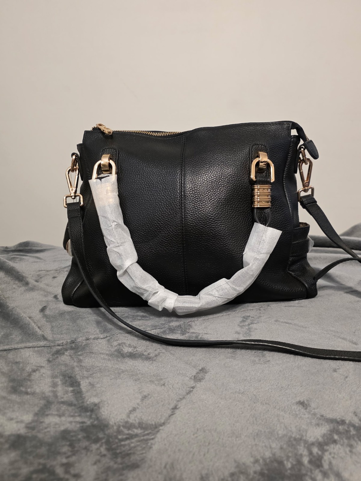Kattee Women’s Genuine Leather Purses and Handbags, Satchel Tote Large, Black
