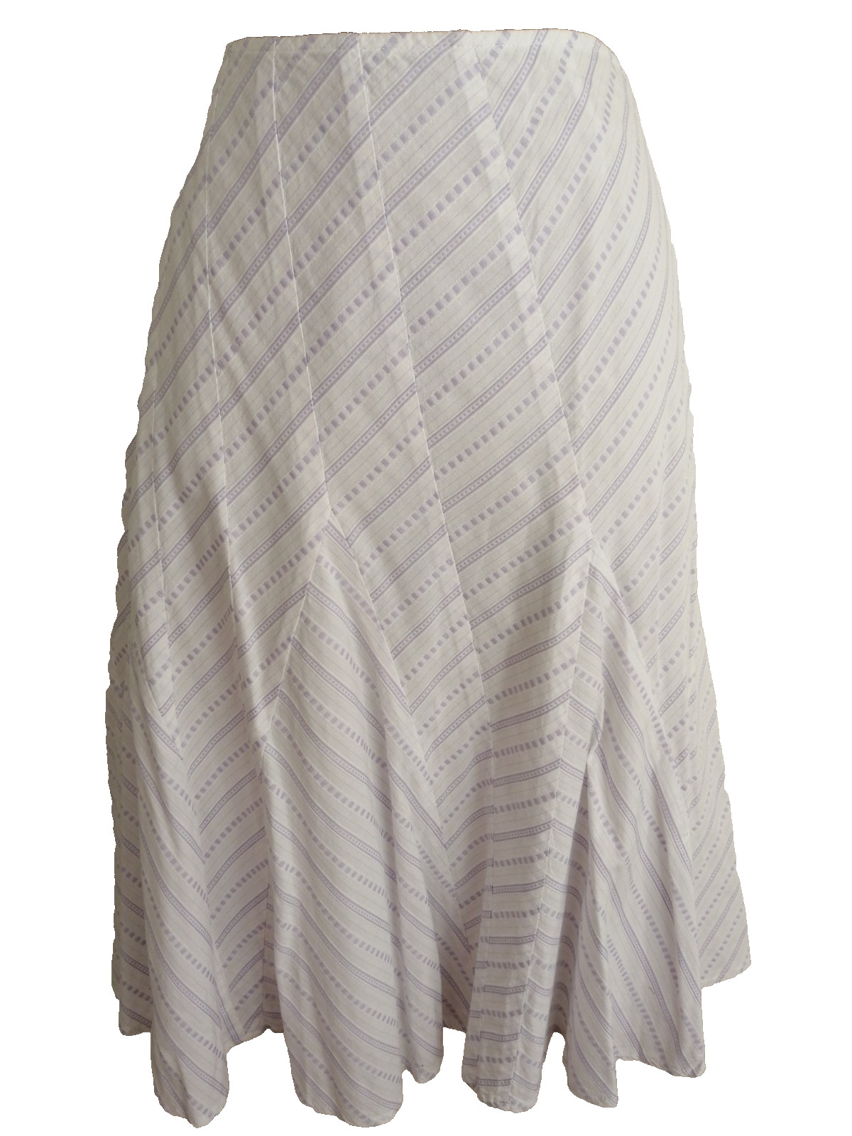 Monsoon cotton skirt white lilac size 14 fit & flare fully lined nice quality!