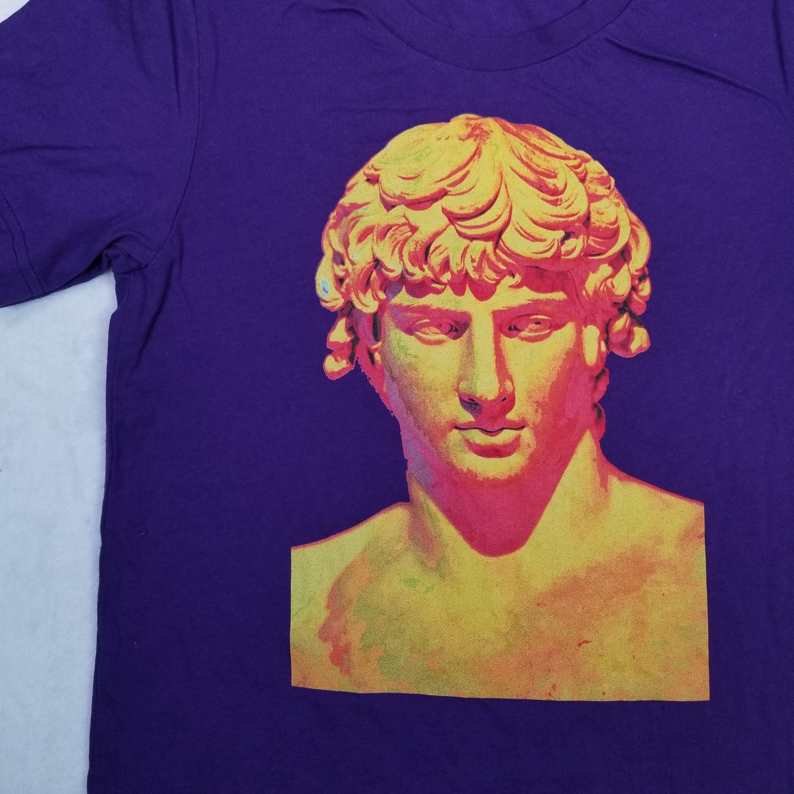 Bella + Canvas Mens Purple Large Classical Roman Statue Bust Graphic Shirt Small