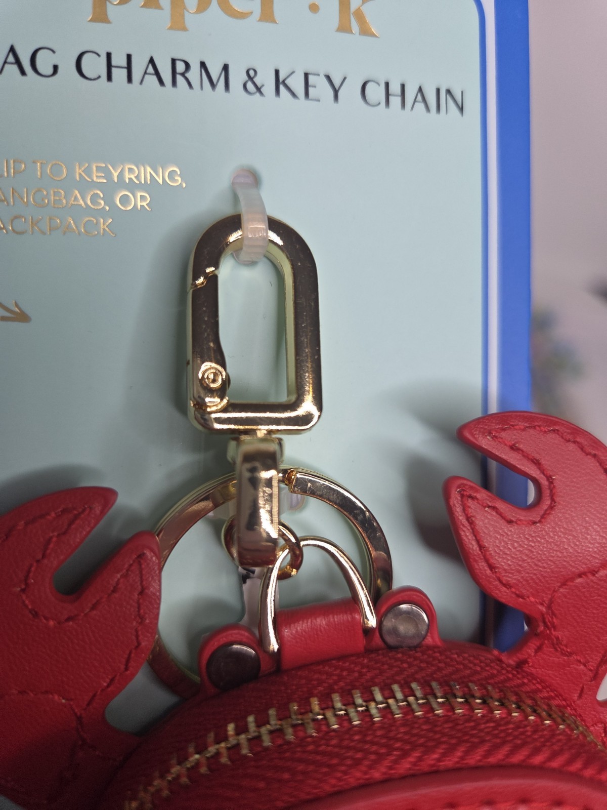 Piper K Red Crab Zip Coin Bag Charm & Key Chain NEW