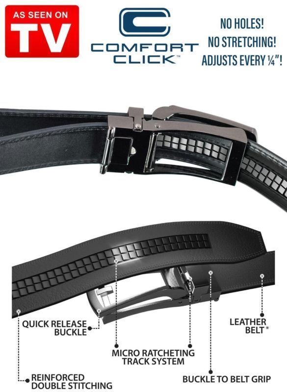 COMFORT CLICK Leather Belt Automatic Adjustable Men Gift As Seen On TV US Seller