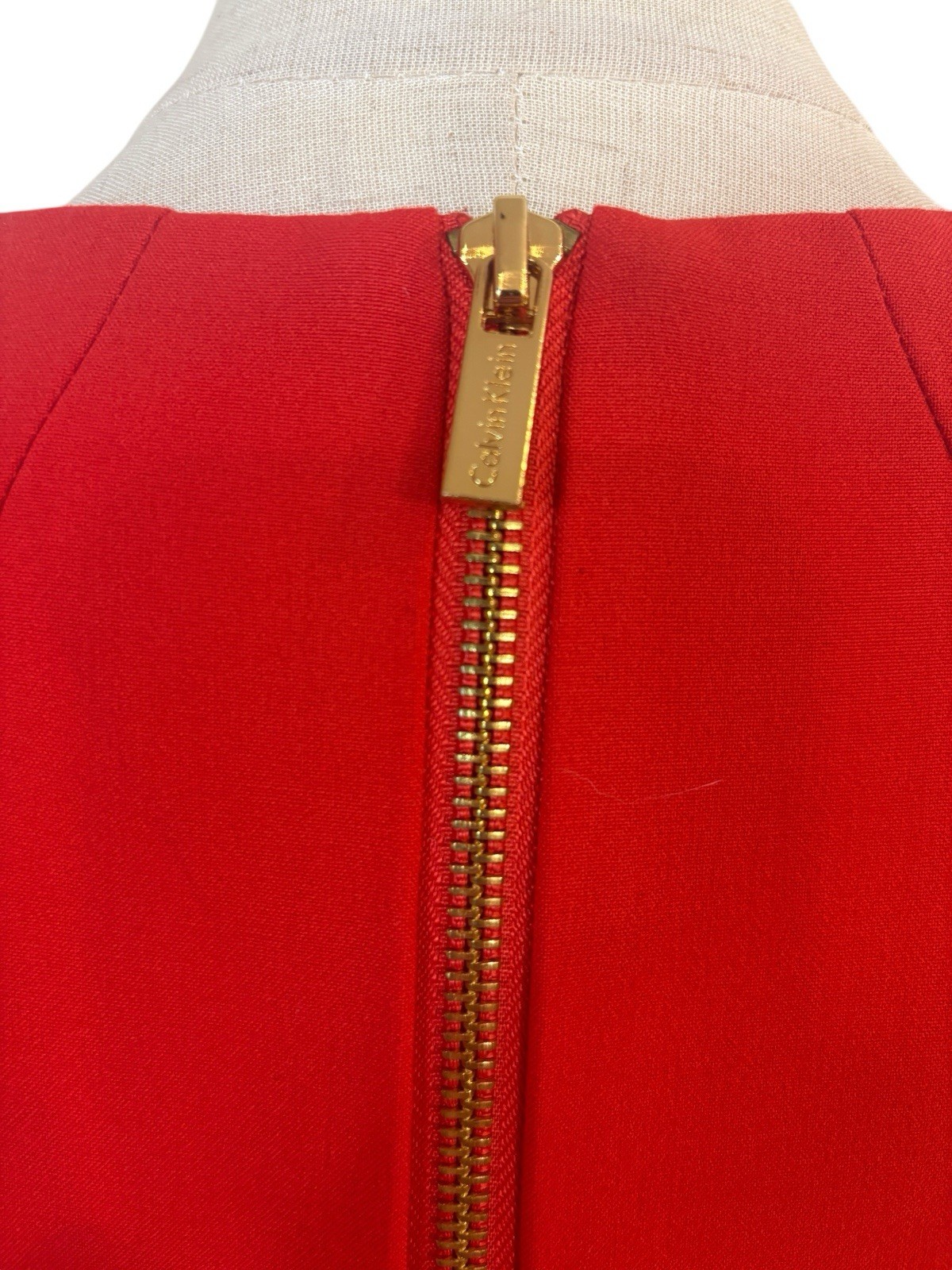 Calvin Klein Red Fit Flare Dress Sz 8 Cocktail Career Minimalist Party Chic