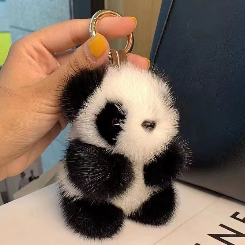 Cute Panda Plush Toy Keychain | Cartoon Bag Pendant & Car Key Charm