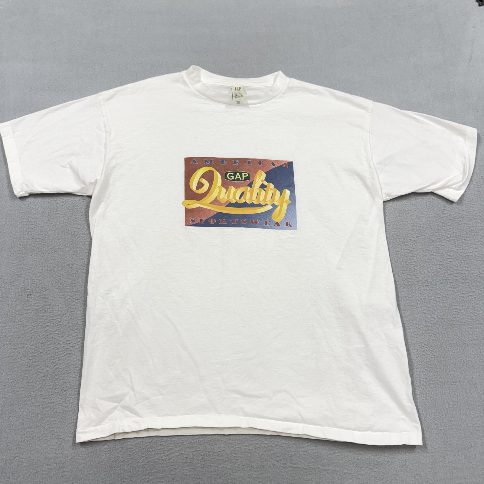 Vintage Gap Shirt Mens XL White American Quality Sportswear Graphic Tee USA 90s