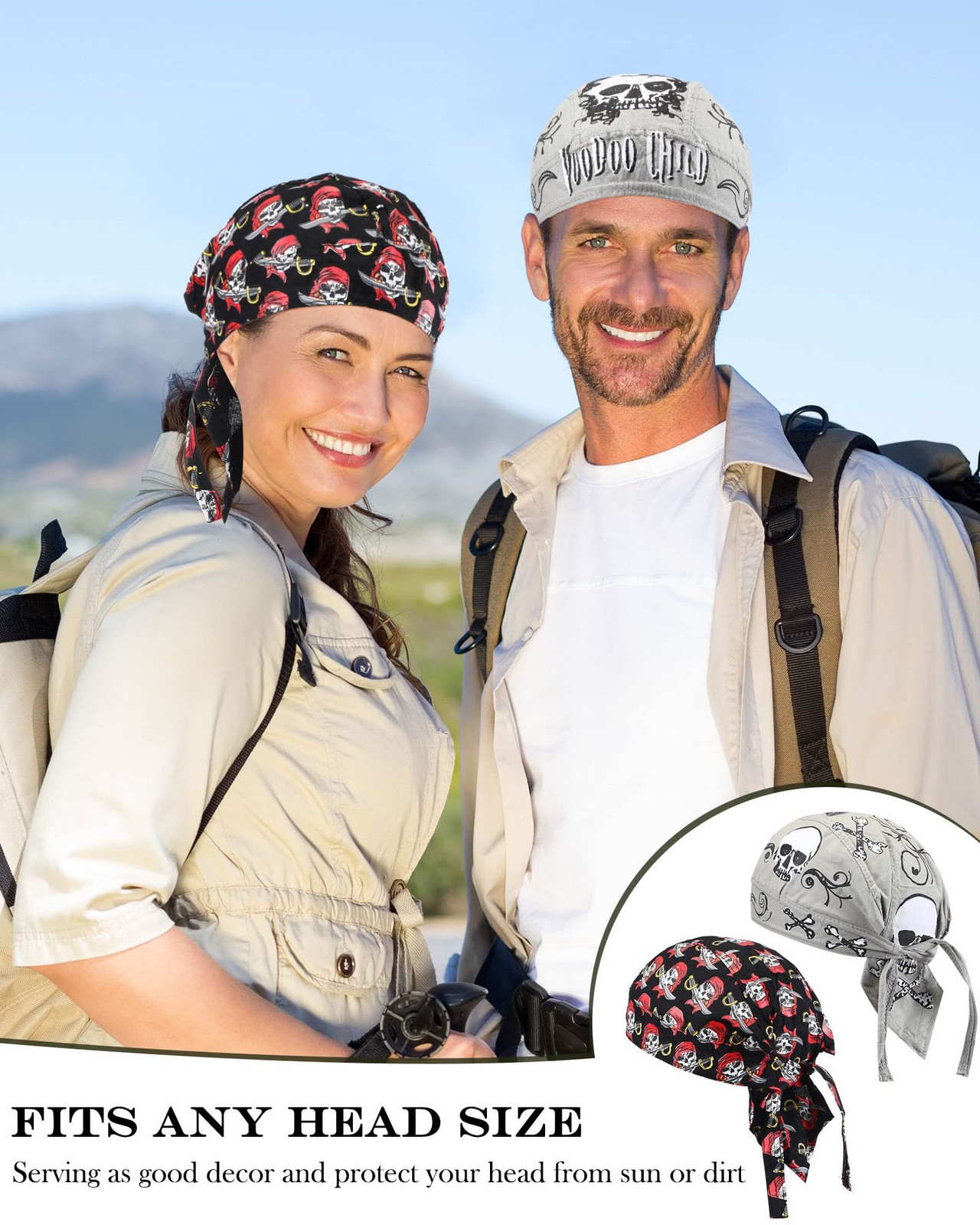 Foaincore 8 Pack Do Rag Skull Caps for Men Sweat Wicking Doo Rags Cooling Hel…
