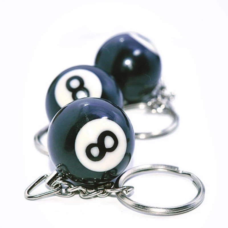 8 Ball Pool Keychain Billiards Charm Pendant Resin Key Ring Gift
