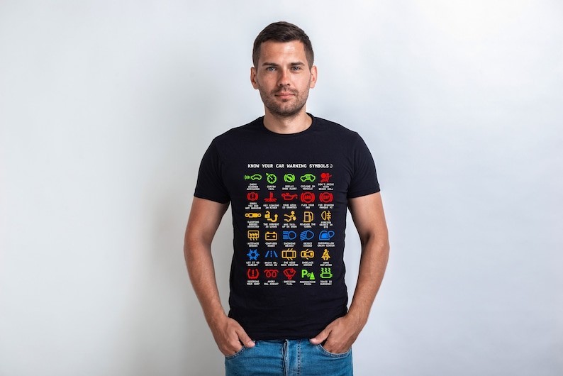 Funny Car Warning Signs Graphic Tee – Unisex Auto Mechanic T-Shirt