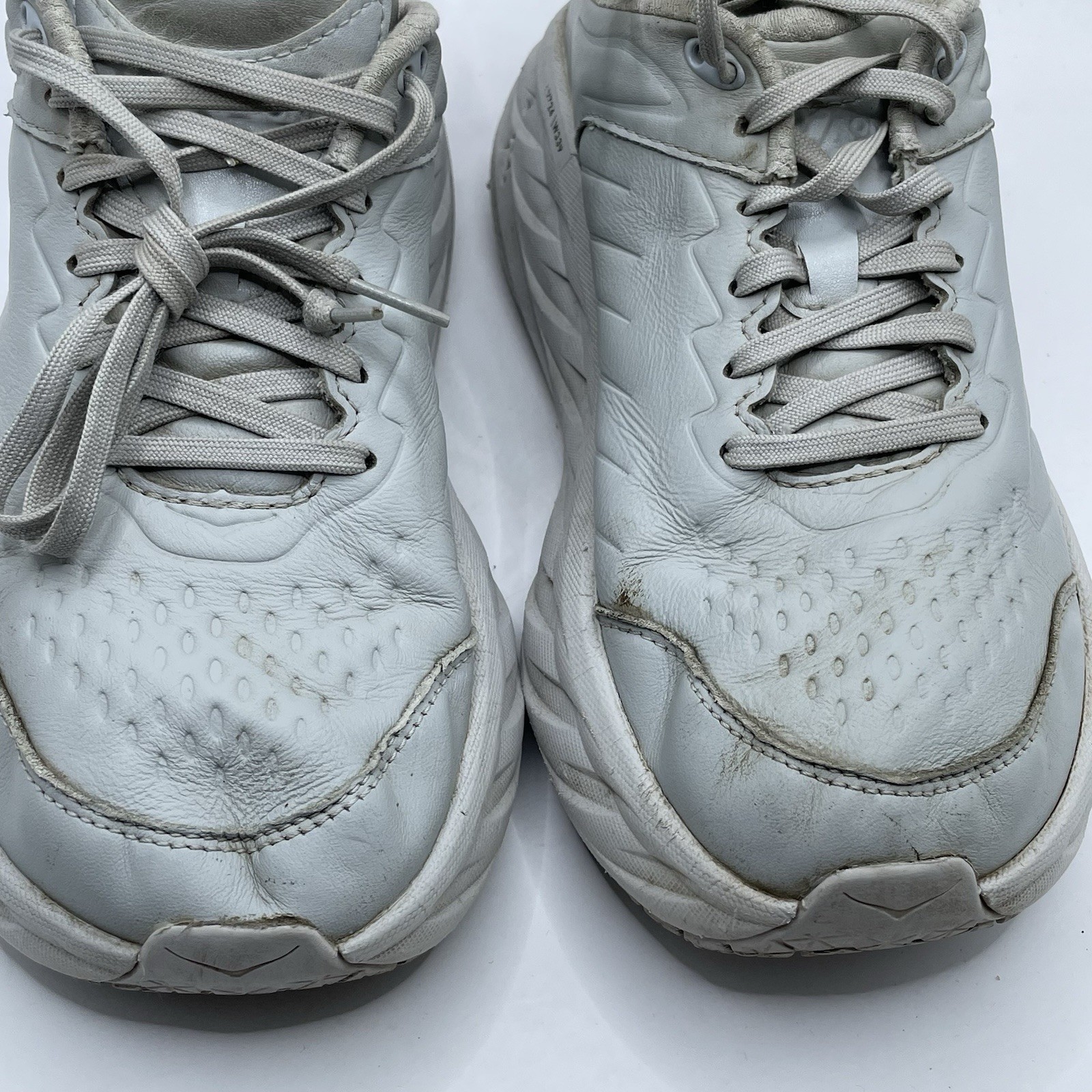 Hoka One One Bondi SR Wide Lace-Up Leather Work Sneakers Gray Women’s Sz 8 D
