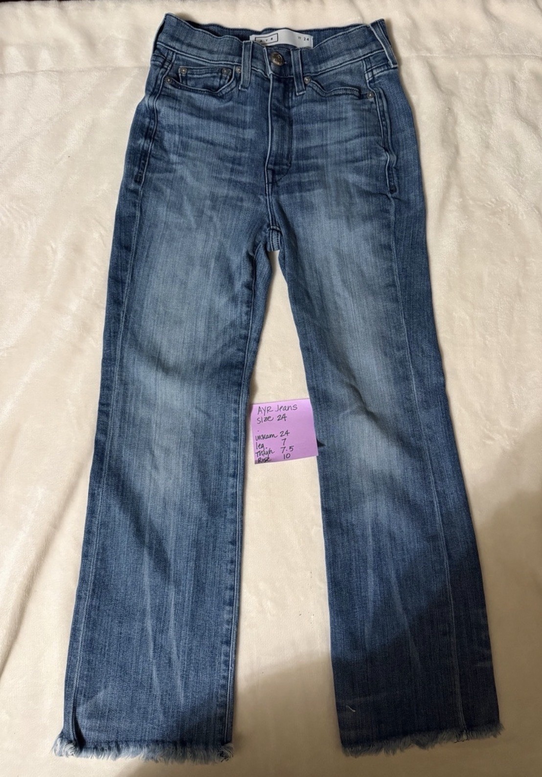 AYR The Pop Jeans Size 24 Cropped High Rise Stretch in Bomba Wash