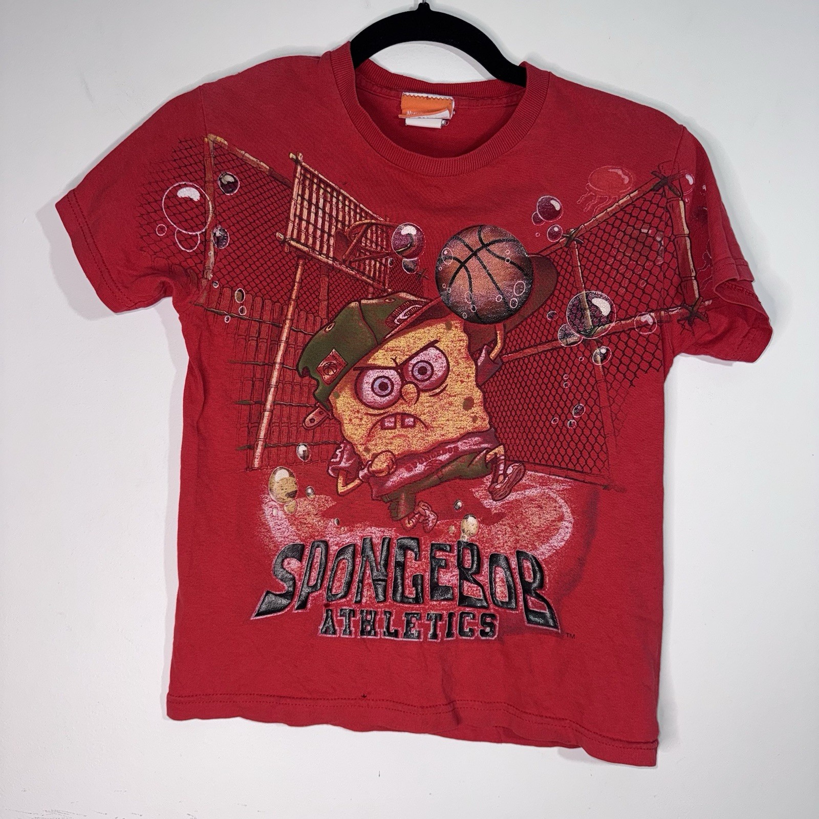 Vintage 2002 SpongeBob Athletics Graphic T Shirt Nickelodeon Freeze Youth M