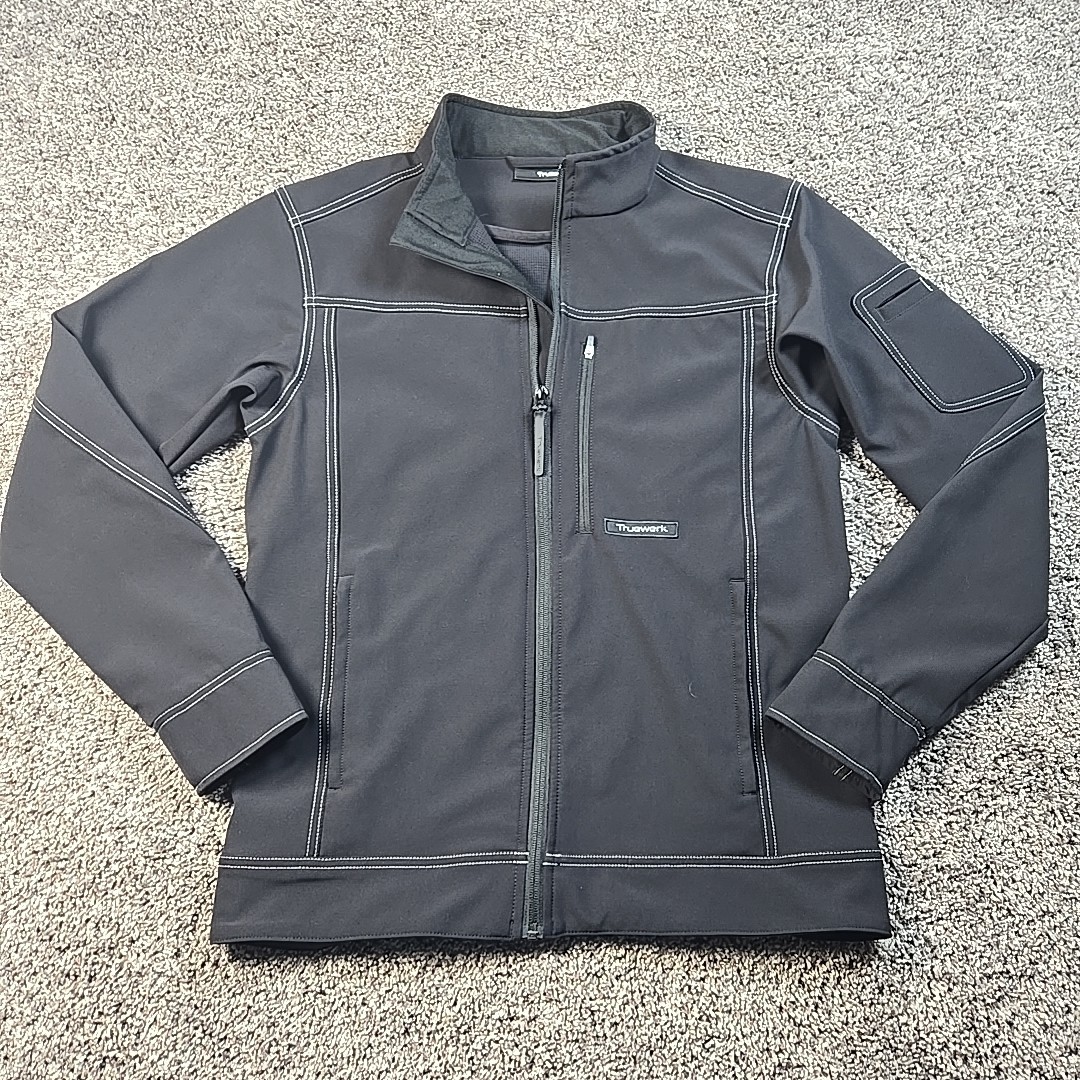 Truewerk Jacket Mens Small Black Water Repellent Softshell Full Zip Work Utility