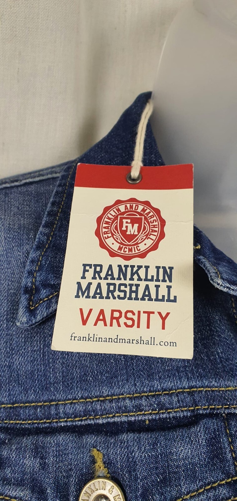 Franklin Marshall Varsity Denim Jacket UK S LN121 MM 12