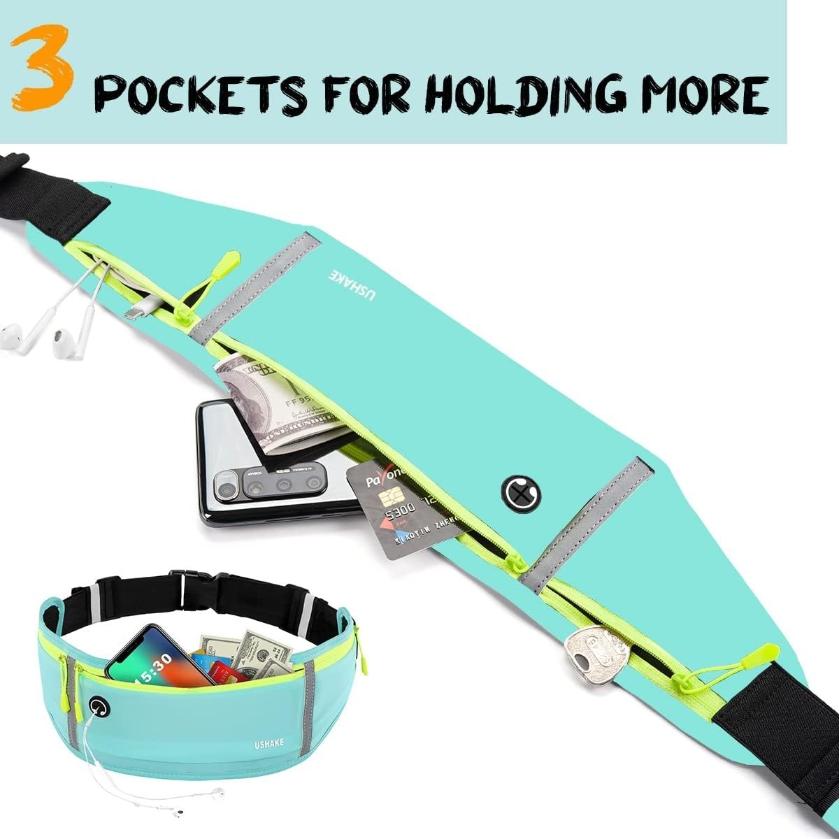 Sports Ultra Slim Fanny Pack Waist Bum Bag Belt Pouch Zip Bag Waterproof Running