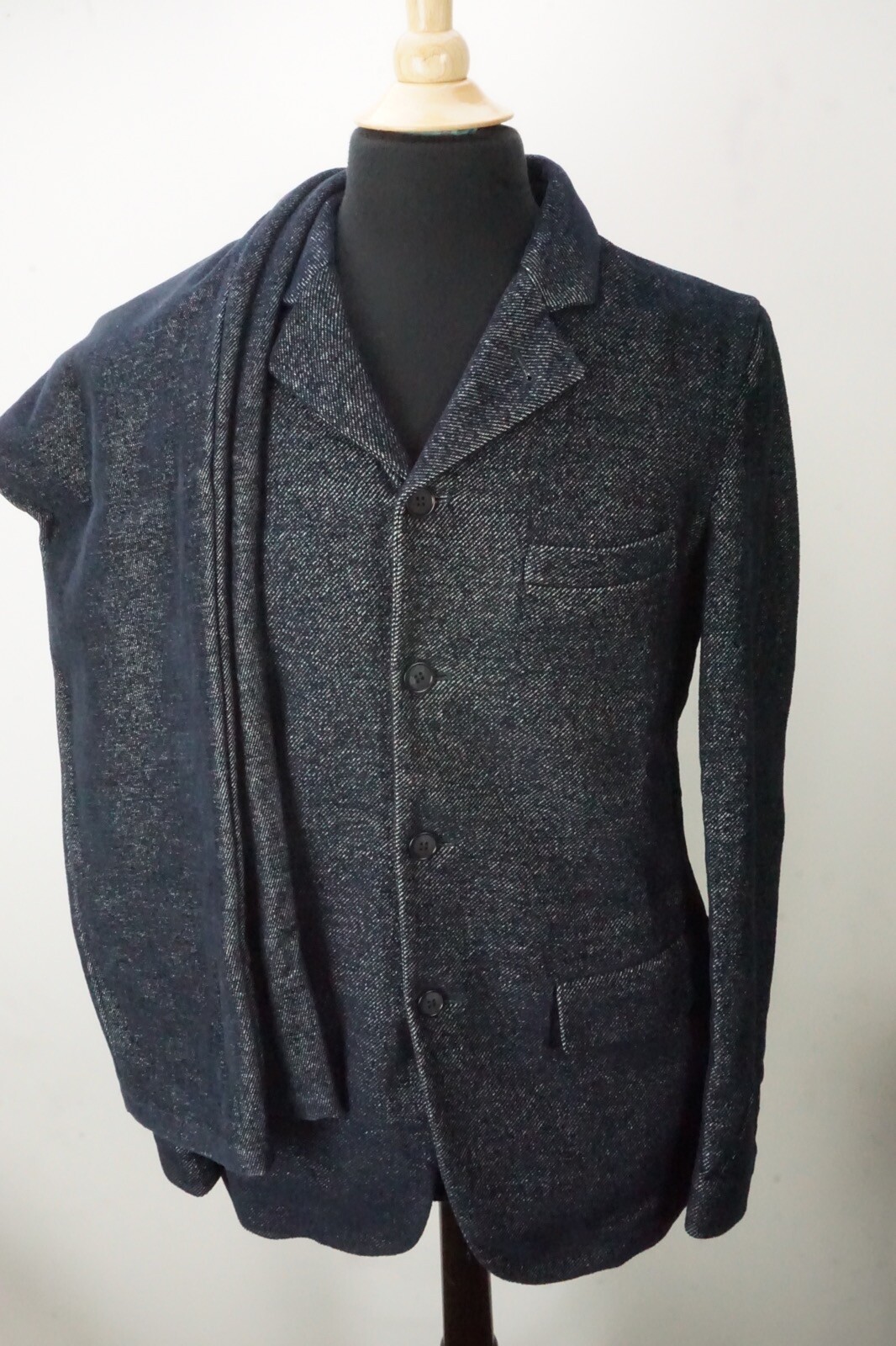Giorgio Armani Black Label Blue Striped Cashmere 2 Pc Suit Jacket Pants 48 NEW