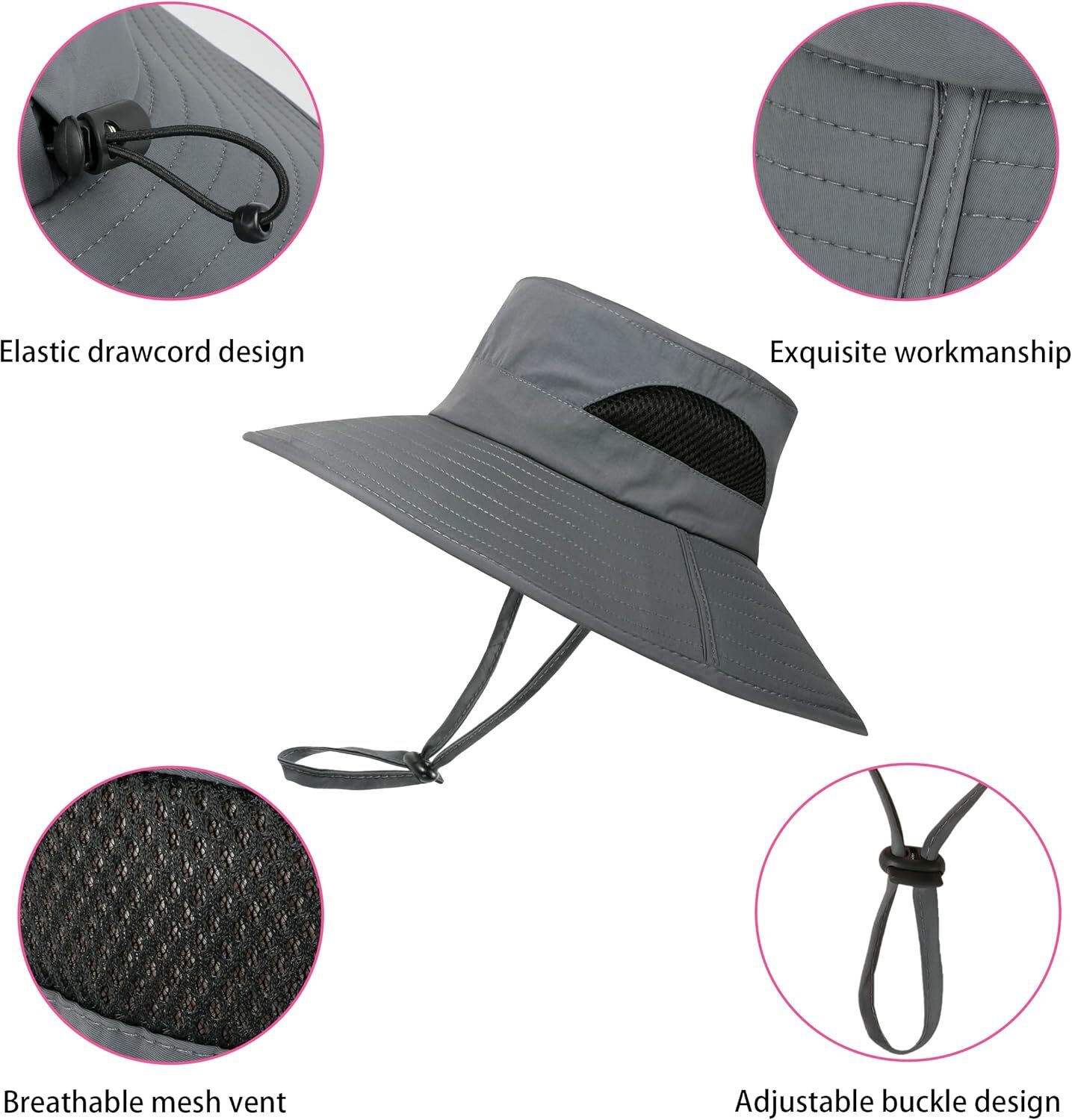 Men Wide Brim Sun Hat UV Protection Bucket Cap For Hiking Camping Fishing Safari